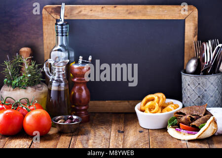 Griechisches Essen Konzept Hintergrund Stockfoto