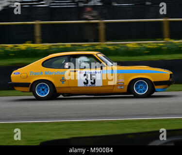 Stig Blomqvist, Graham Scarborough, Ford Capri III 3 Liter S, Gerry Marshall Trophäe, Limousinen, 76 Mitglieder treffen, Goodwood, England, März 2018, Stockfoto