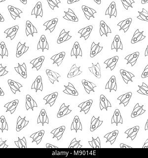 Cartoon Raketen auf weißem Hintergrund. Lineare Malbuch. Stock Vektor