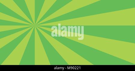 Lebendige abstrakte grüner und gelber Hintergrund mit sunburst Muster. Radiale lebendige bunte Strahlen für Banner, Karte, Plakat Design. Vector Illustration, Stock Vektor