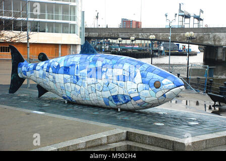 Big Fish Statue, Belfast, Nordirland, Großbritannien Stockfoto