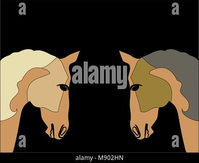 Cute silhouette Schnauze Vollblutaraber Pferde in braunen Farben Stock Vektor