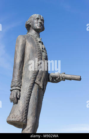 Macharaviaya, Málaga, Spanien. Statue von Vicente Bernardo de Gálvez y Madrid, Vicomte von Galveston und Graf von Gálvez, 1746 - 1786. Spanischen Militär Stockfoto