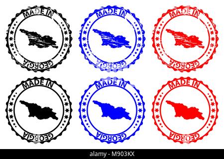 In Georgien - Stempel - Vektor, Georgien Karte Muster - Schwarz, Blau und Rot Stock Vektor