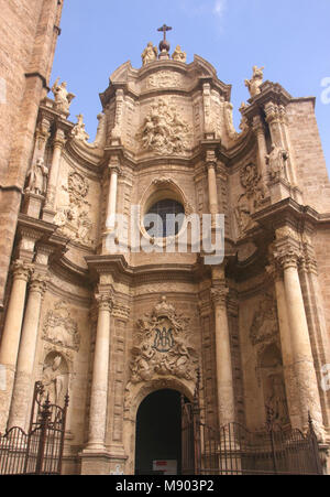 Barocke Eingang zur Kathedrale von Valencia Spanien Stockfoto