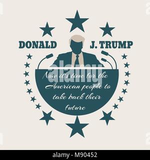 Mann flachbild Symbol mit Donald Trump Zitat Stock Vektor