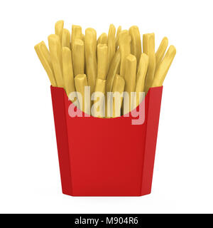 Pommes Frites in Red Box isoliert Stockfoto