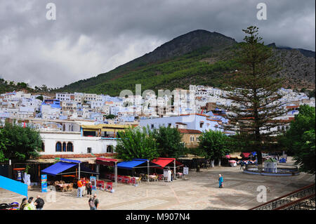 Das bläuliche Fes Medina. Marokko Stockfoto