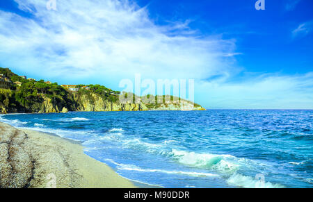 Insel Elba, Portoferraio Strand Le Ghiaie Küste. Toskana, Italien, Europa. Lange Belichtung. Stockfoto