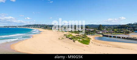 Panorama der Northbridge Strand und Lagune NSW Australien im Winter. Stockfoto