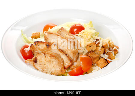 Caesar Salat Hähnchen Fleisch und Gemüse isoliert Stockfoto