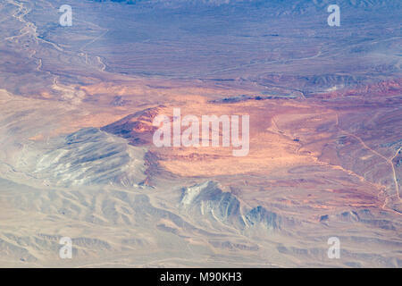 Blick von Virgin Atlantic auf dem Weg von Gatwick North Terminal zu Las Vegas Blick aus dem Fenster von 35.000 ft. Stockfoto