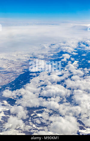 Blick von Virgin Atlantic auf dem Weg von Gatwick North Terminal zu Las Vegas Blick aus dem Fenster von 35.000 ft. Stockfoto