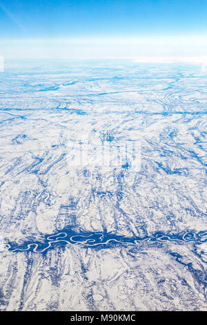 Blick von Virgin Atlantic auf dem Weg von Gatwick North Terminal zu Las Vegas Blick aus dem Fenster von 35.000 ft. Stockfoto