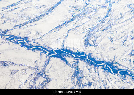 Blick von Virgin Atlantic auf dem Weg von Gatwick North Terminal zu Las Vegas Blick aus dem Fenster von 35.000 ft. Stockfoto