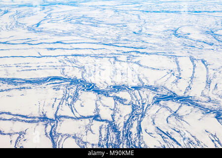 Blick von Virgin Atlantic auf dem Weg von Gatwick North Terminal zu Las Vegas Blick aus dem Fenster von 35.000 ft. Stockfoto