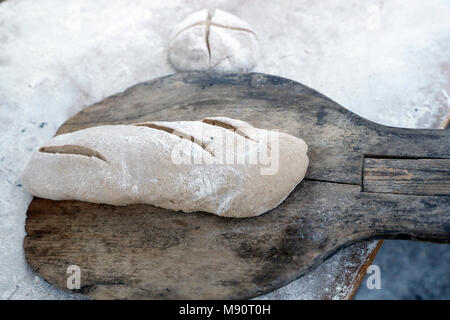 Die Landwirtschaft fair (Comice Agricole) von Saint-Gervais-les-Bains. Baker, Artisan Brot. Stockfoto