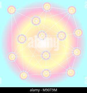 Networking Muster der farbenfrohen Pastelltönen Kreise (vertreten, multi-Fähigkeiten oder unterschiedliche Merkmale). Vector Illustration. Stock Vektor