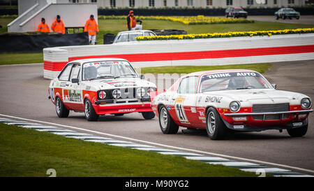 Grahame Bryant Fahren des 1974 Chevrolet Camaro Z28 in der Gerry Marshall Trophäe in Goodwood Mitgliederversammlung 76 Am Goodwood Motor Circuit Stockfoto