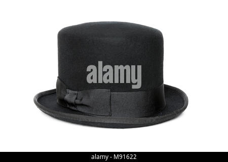 Schwarzer Hut isoliert auf weißem Hintergrund Stockfoto