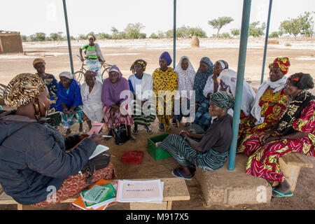 UBTEC NGO Mikrofinanz Konferenz in einem Dorf in der Nähe von Ouahigouya, Burkina Faso. Stockfoto