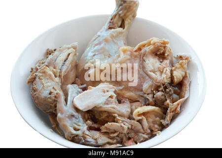 Gekochtes Huhn, gekochtes Huhn Karkasse, gekochtes Hühnerfleisch in der Platte Stockfoto