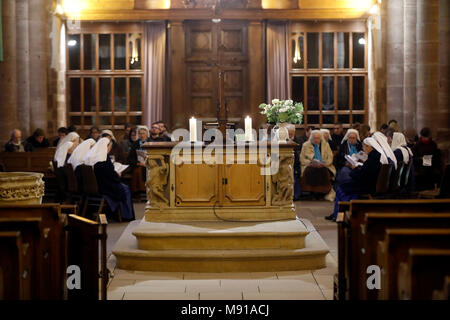 St Thomas evangelische Kirche. Evangelische Service. Straßburg. Frankreich. Stockfoto