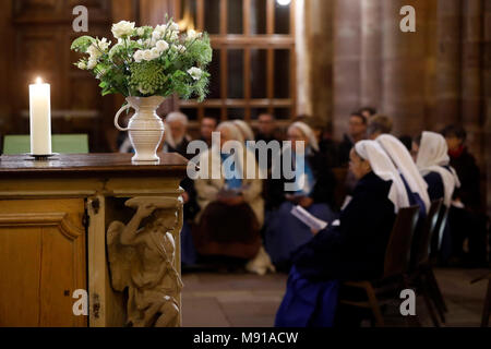 St Thomas evangelische Kirche. Evangelische Service. Straßburg. Frankreich. Stockfoto