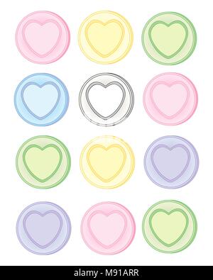 Ein Vektor Abbildung im EPS-Format von Pastell candy Süßigkeiten mit Herz Design auf weißem Hintergrund Stock Vektor