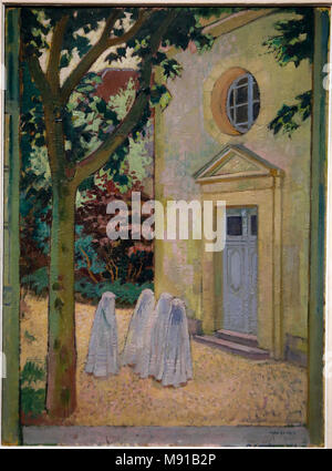 Maurice Denis Museum, Saint Germain en Laye, Frankreich. Maurice Denis, Les communiantes devant La chapelle du Prieure (Erstkommunion), Öl auf Karte Stockfoto