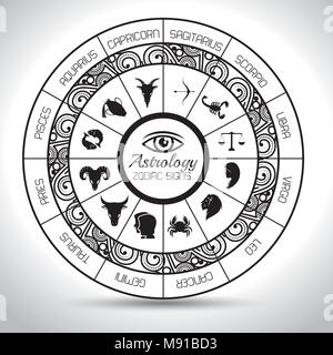 Astrologische Zeichen des Tierkreises, vector eps Abbildung 10 Grafik Stock Vektor