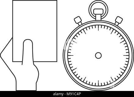 Schwarze und weiße Sport timer Schiedsrichter card Symbol gesetzt. Stock Vektor