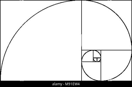 Golden ratio Vorlage. Zusammensetzung Spirale Leitlinie Abbildung Stock Vektor