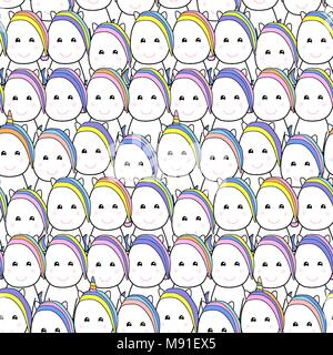 Cute einhörner unter ein Pony. Märchen nahtlose Muster Stock Vektor