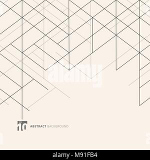 Abstrakte dimension Linien schwarz Farbe auf hellen Hintergrund. Moderne Technologie Abbildung mit quadratischen Maschen. Digitale geometrische Abstraktion mit der Zeile. Vektor Stock Vektor