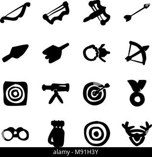 Bogenschießen Symbole Freehand füllen Stock Vektor