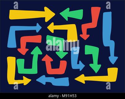 Pfeile Freehand Füllen flache Bauweise Stock Vektor