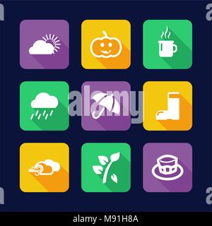 Herbst oder Fallen Symbole, flache Bauweise Stock Vektor