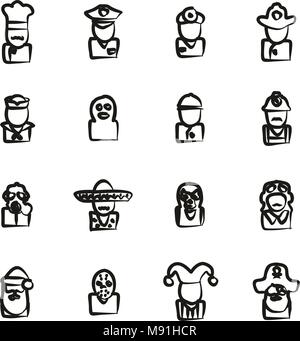 Avatar und Profilbild Icons Set 1 dünne Linie Vektor Abbildung Stock Vektor