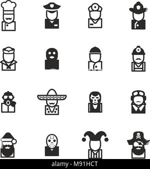 Avatar und Profilbild Icons Set 1 dünne Linie Vektor Abbildung Stock Vektor