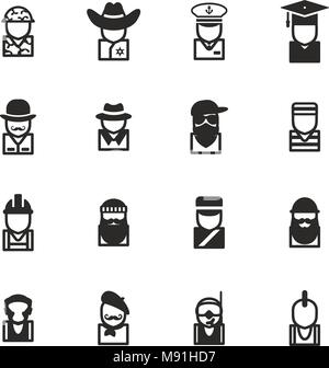 Avatar und Profilbild Icons Set 2 dünne Linie Vektor Abbildung Stock Vektor