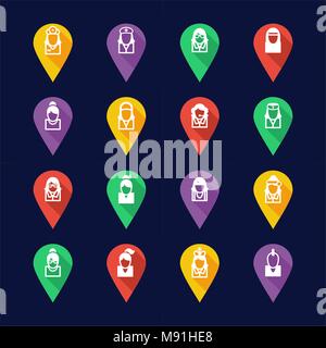 Avatar und Profilbild Icons Set 5 dünne Linie Vektor Abbildung Stock Vektor