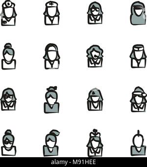 Avatar und Profilbild Icons Set 5 dünne Linie Vektor Abbildung Stock Vektor