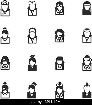 Avatar und Profilbild Icons Set 5 dünne Linie Vektor Abbildung Stock Vektor