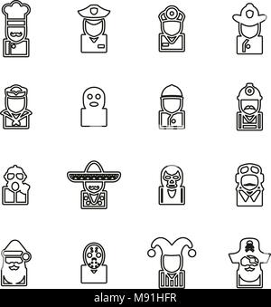Avatar und Profilbild Icons Set 1 dünne Linie Vektor Abbildung Stock Vektor
