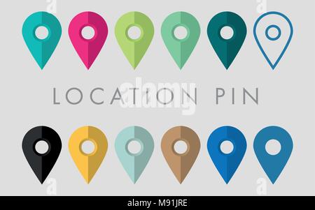 Lage Pin eingestellt Stock Vektor