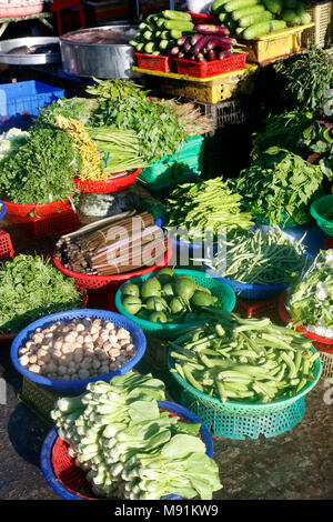 Morgen Markt in Duong Dong Stadt. Frisches Gemüse. Phu Quoc. Vietnam. Stockfoto