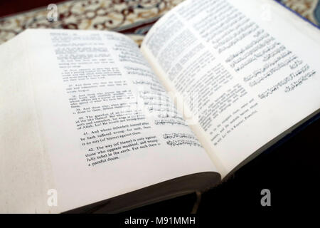 Holy Quran english version übersetzt. Stockfoto