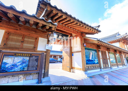 Gimhae, Südkorea - 10. März 2018: Gimhae Hanok Erfahrung Hall Stockfoto