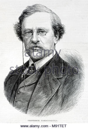 Professor Nordenskiöld, 1832-1901, war eine Finnische Baron, Geologe, Mineraloge und Arctic Explorer, antike Gravur 1879 Stockfoto